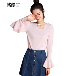 七格格喇叭袖T恤女